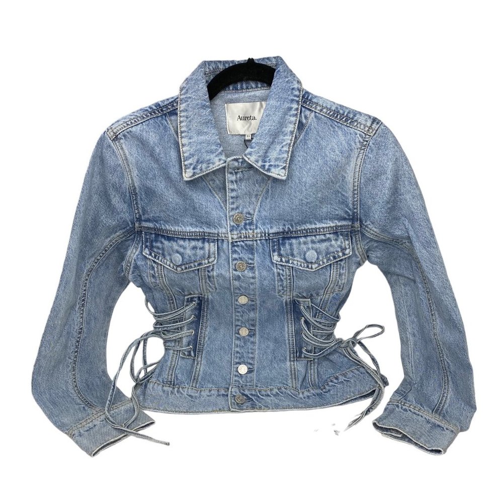 Lana Denim Jacket by Aureta @ Free People XS Color Blue Fawn NWT - Picture 5 of 12